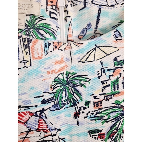 TALBOTS Outlet Scenic Beach Print SHEATH Shift Summer Dress SLEEVELESS - Picture 3 of 5